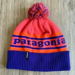 Patagonia Pom Beanie – Orange & Purple Knit Winter Hat